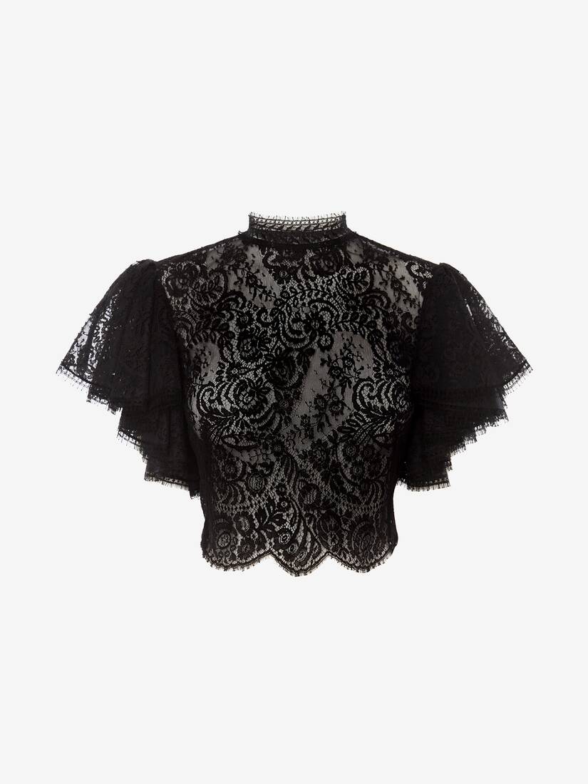 Tops Alexander McQueen Lace Crop Mujer - Negros - Mexico 714-BWGKMN